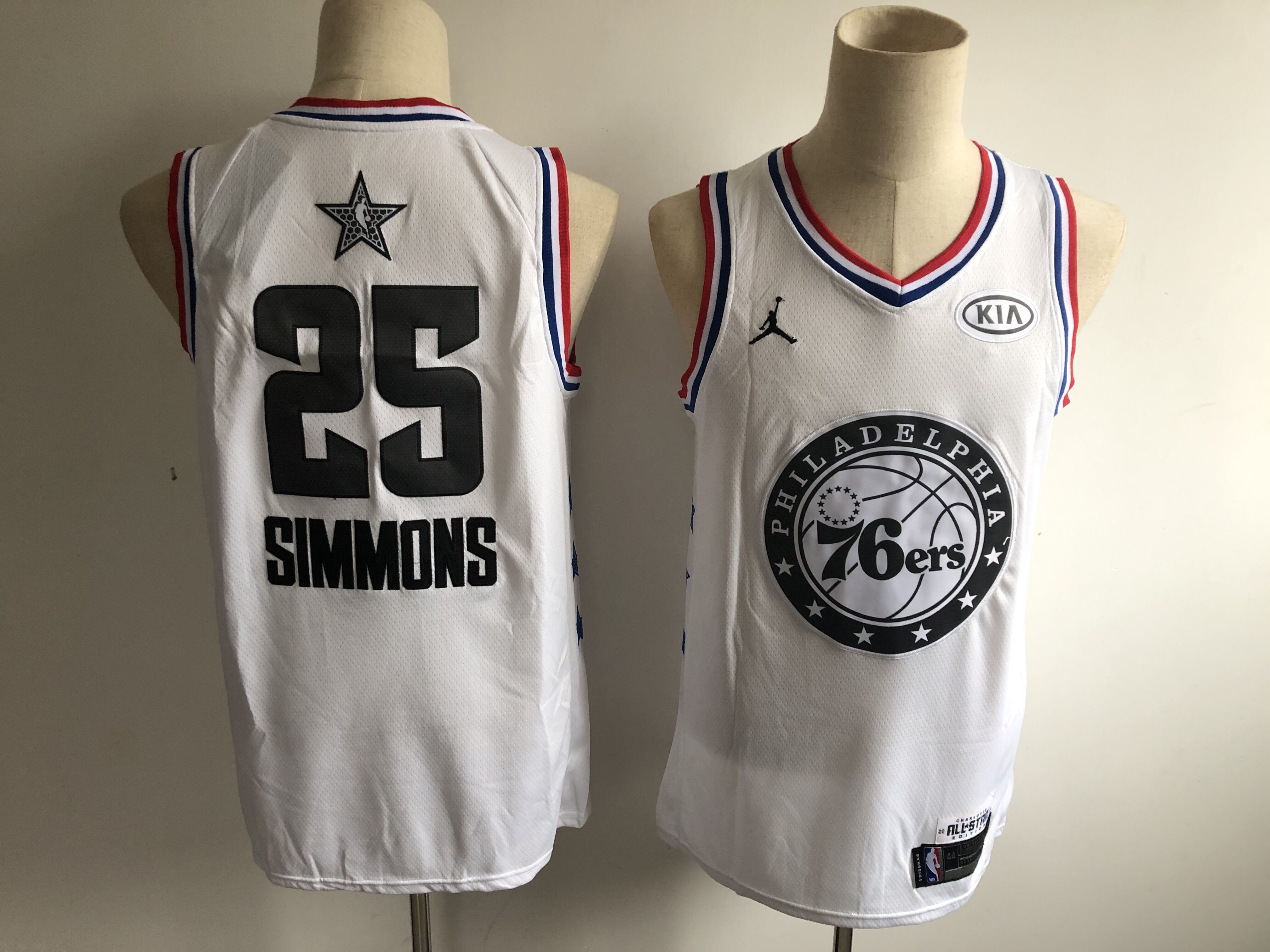 Men Philadelphia 76ers #25 Simmons White 2019 All Star NBA Jerseys
